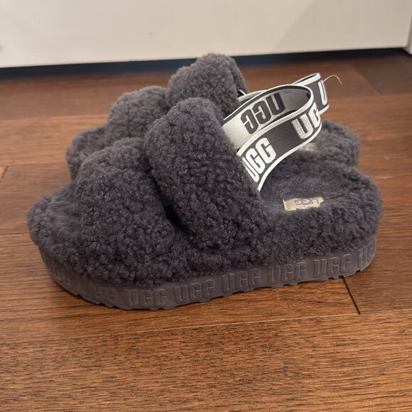 UGG Fluffy Platform Sandals in Charcoal - Picture 6 of 6